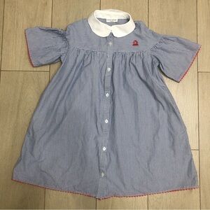 Sonia Rykiel Paris Girls Blue and White Striped Peter Pan Collar Dress Size 10